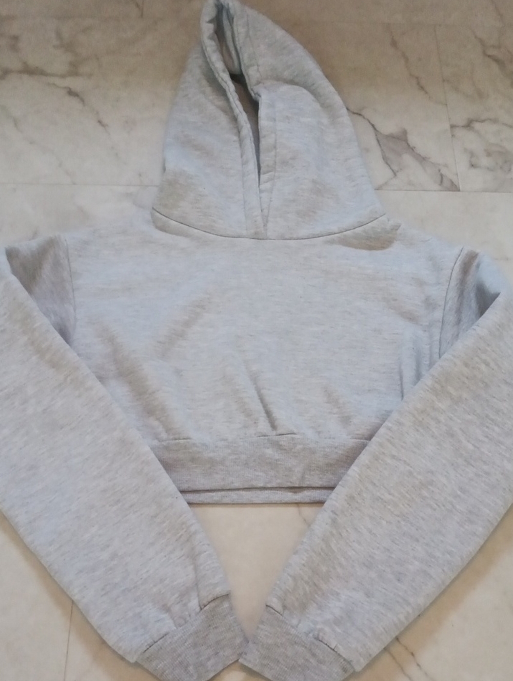 Romwe Cropped Light Gray Hoodie